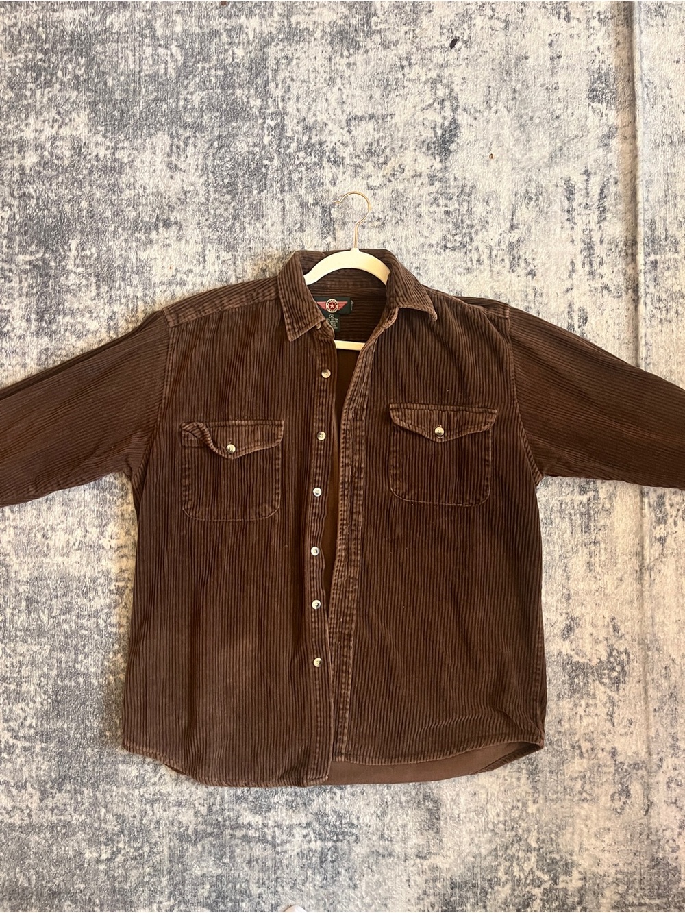 Men's Brown Corduroy Button-Down Shirt